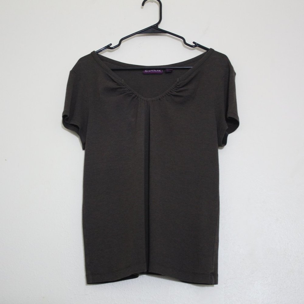 Gloria Vanderbilt brown stretch top size large